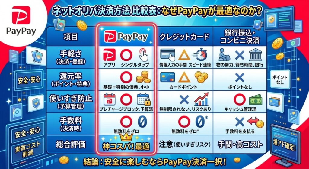 ネットオリパ paypay 他決済との比較図解
