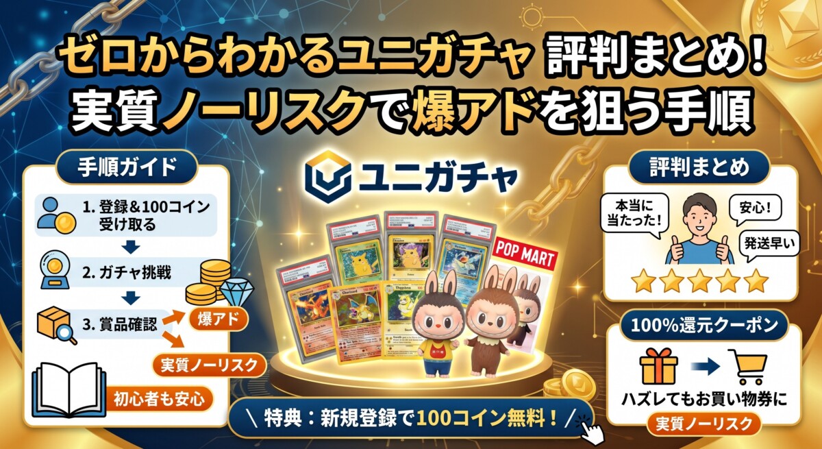 ゼロからわかるユニガチャ 評判まとめ!実質ノーリスクで爆アドを狙う手順
