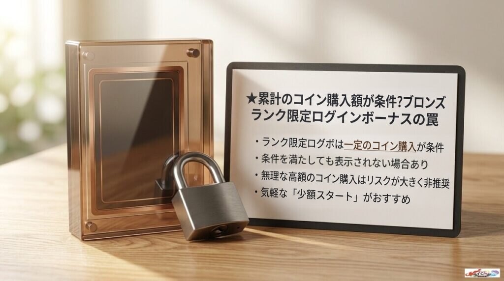 高額のコイン購入が必要?ブロンズランク限定ログインボーナスの罠