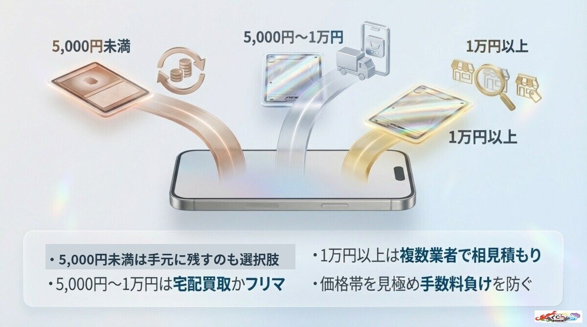 オリパワンの価格帯別の換金ルート・マッチング提案!即金派か高値派か?