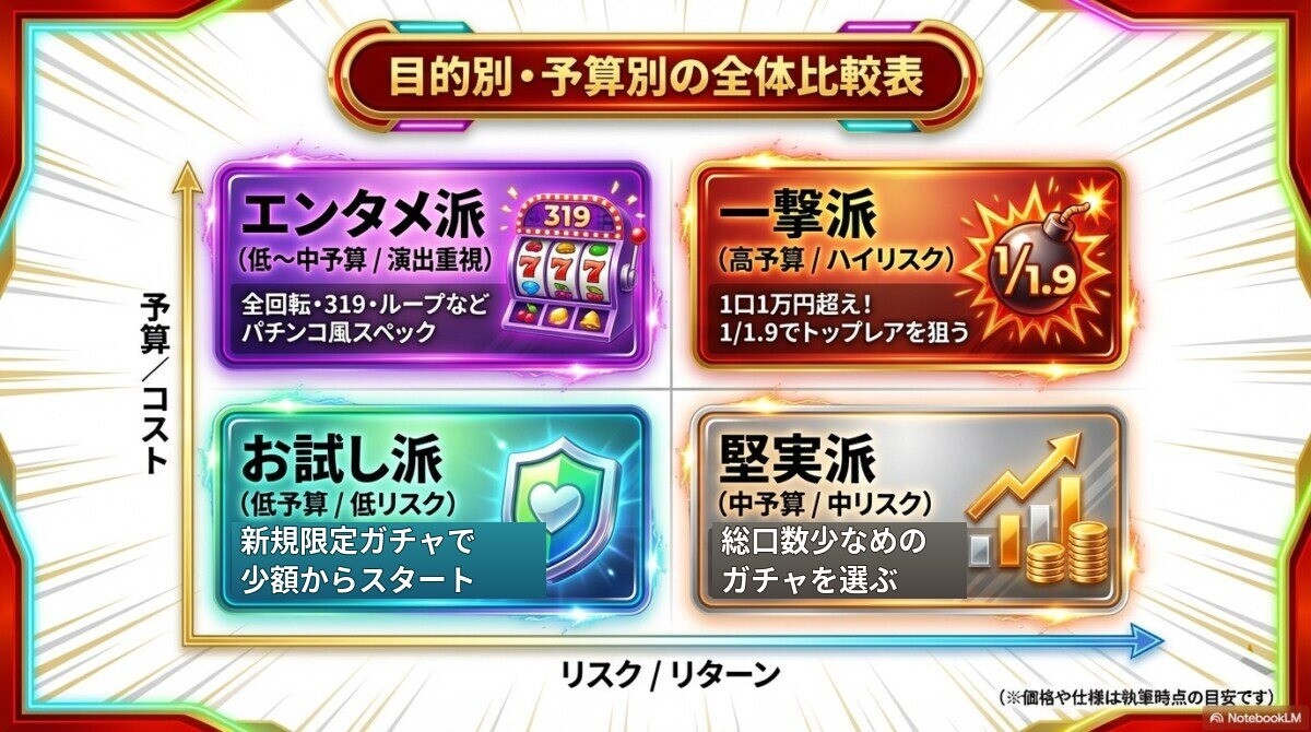 【結論】オリパワンのおすすめガチャ12選!目的別・予算別の全体比較表